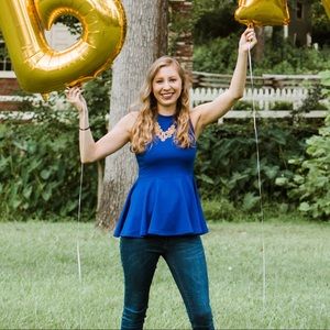 High Neck Blue Blouse